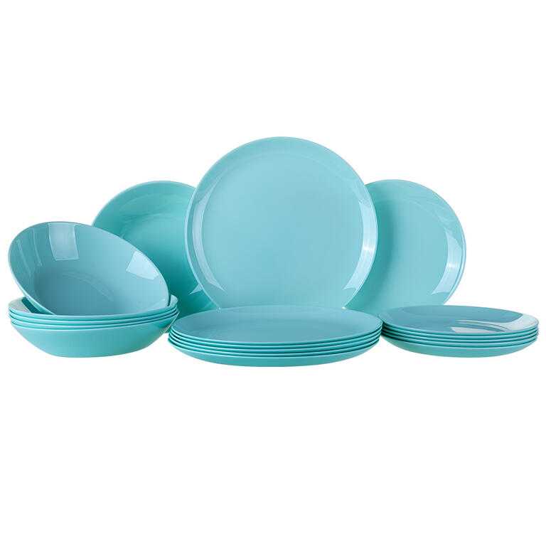 Skleněná jídelní souprava DIWALI TURQUOISE 18 ks