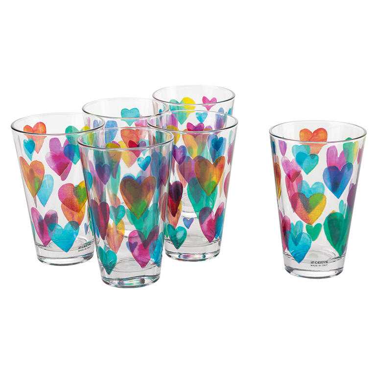 Sada sklenic LOVE RAINBOW  310 ml 6 ks