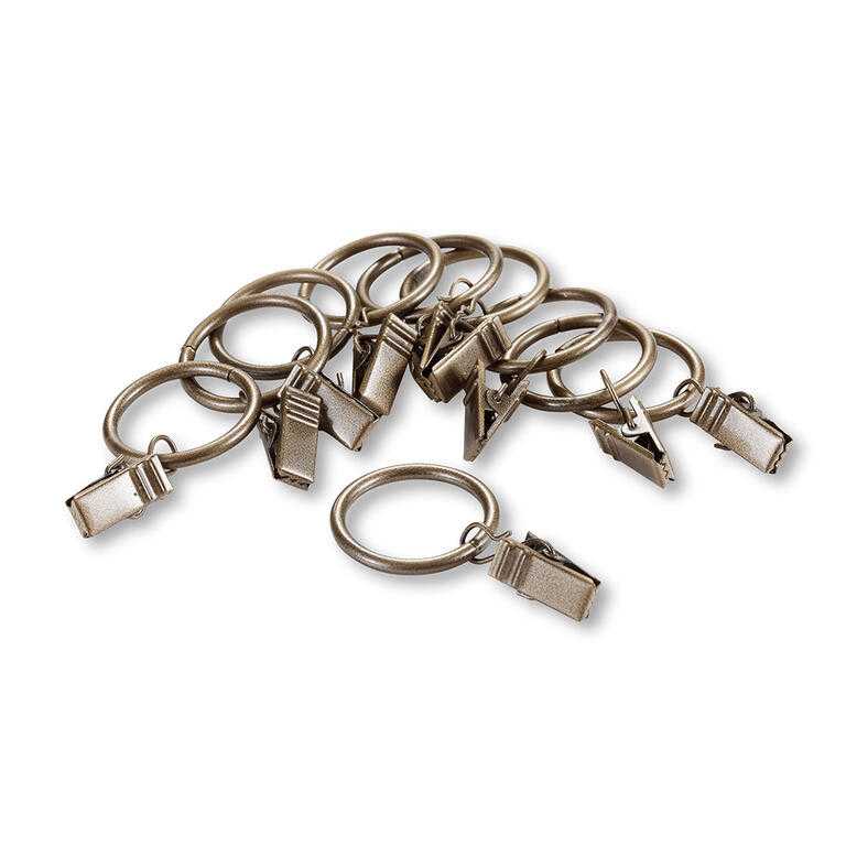 Set inele metalice pentru perdele cu cleme, alamă, 10 buc
