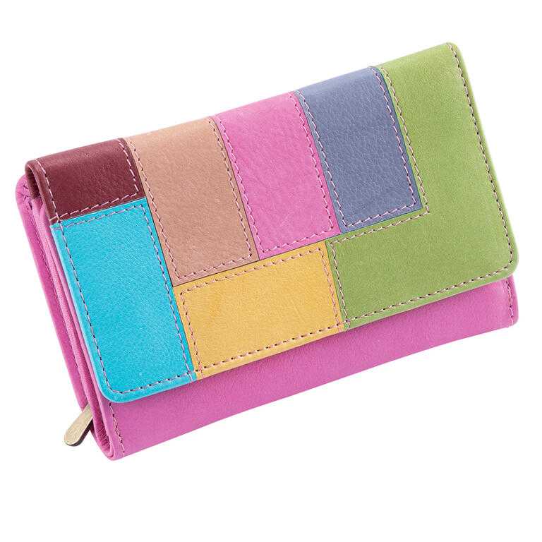 Portofel de damă din piele PATCHWORK COLORAT