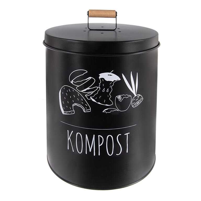 Kulatá plechová dóza KOMPOST Black 8 l