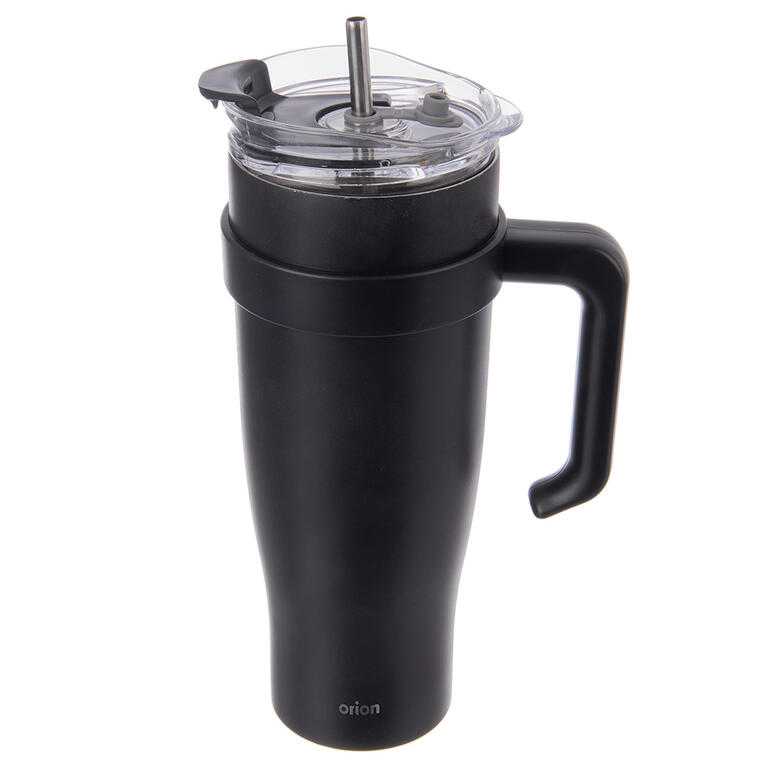 Nerezový termohrnek s brčkem TERMO 1,2 l, černý