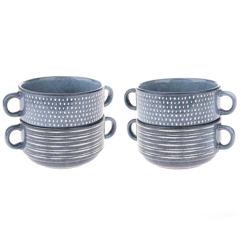 Sada 4 ks keramických misek SKY BLUE 470 ml