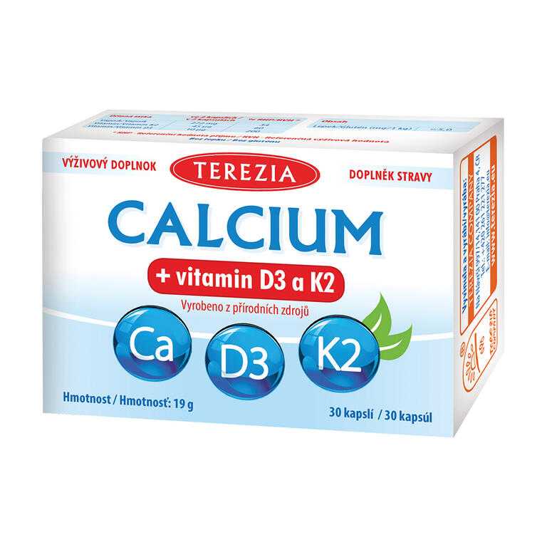 Terezia CALCIUM + vitamin D3 a K2 30 kapslí