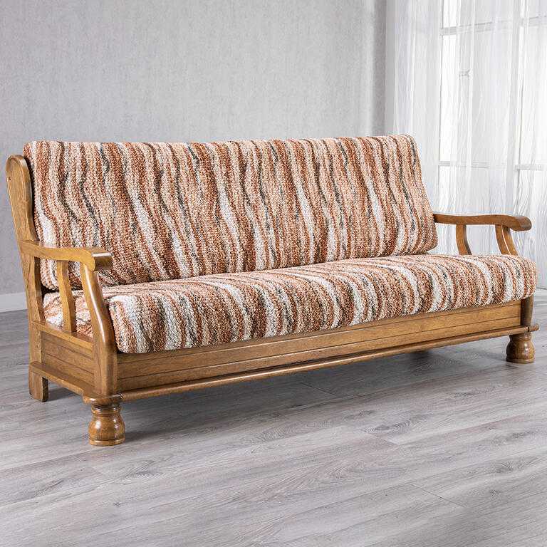 trojkreslo s drevenými rúčkami (š. 150 - 200 cm)