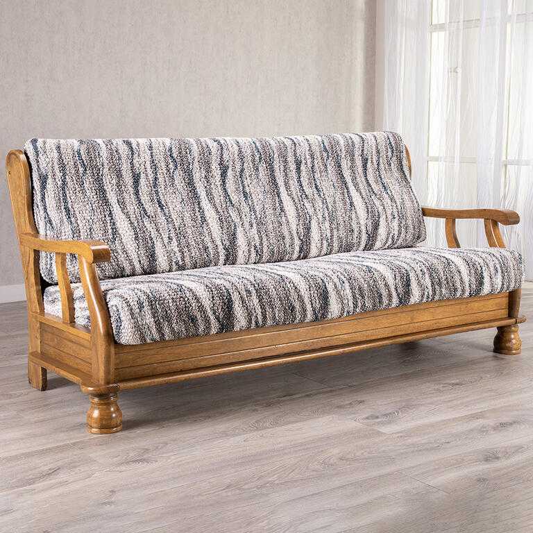 trojkřeslo s dřevěnými rukojeťmi (š. 150 - 200 cm)