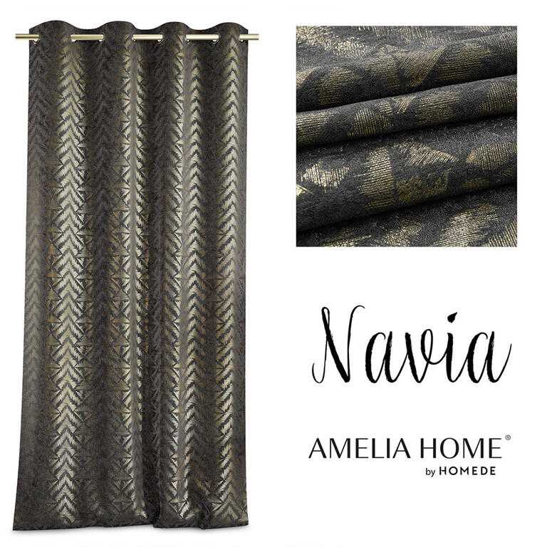 Zatemňovací závěs BLACKOUT NAVIA černozlatý 140 x 250 cm