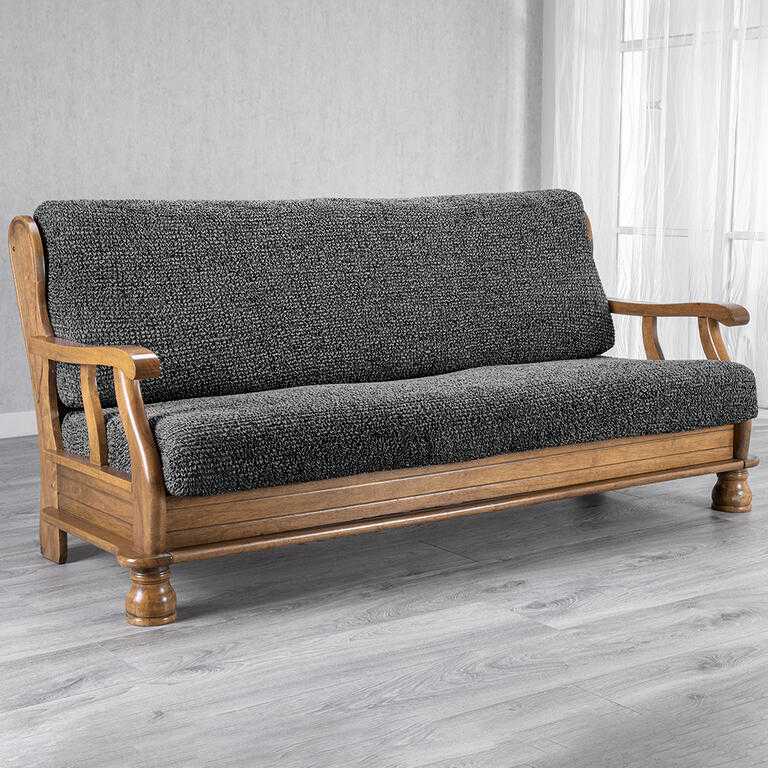 trojkreslo s drevenými rúčkami (š. 150 - 200 cm)