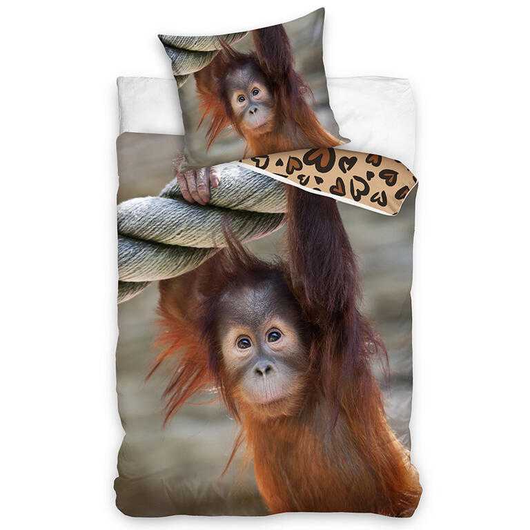 Bavlněné renforcé ložní povlečení OPICE ORANGUTAN