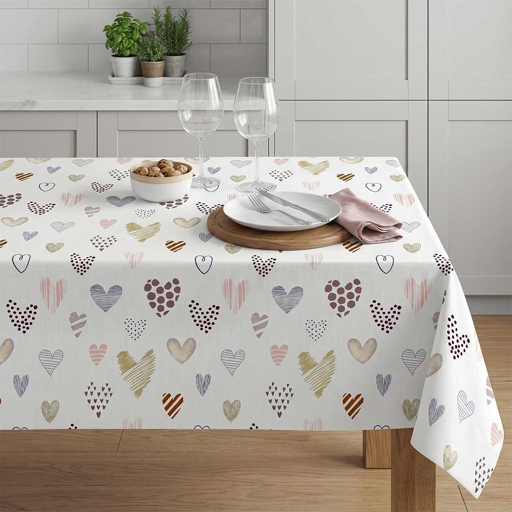 Teflonový ubrus PASTELOVÁ SRDCE 140 x 180 cm