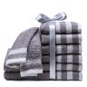 Set prosoape de corp, mâini şi faţă FLORENCIE frotir, gri, 8 buc