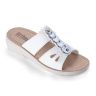 Damskie klapki na koturnie ze białym zdobieniem rozmiar 40